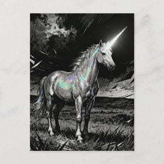 Unicorn Black and White Postkarte