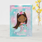 Unicorn Black Mermaid | Happy Birthday Card Karte (Gelbe Blume)