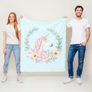 Unicorn Blanket Floral Wasserfarbe Einhorn Decken