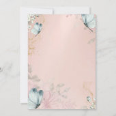 Unicorn Blue Butterflies Baby Shower Einladung (Rückseite)