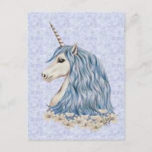 Unicorn Blue Hair Postkarte