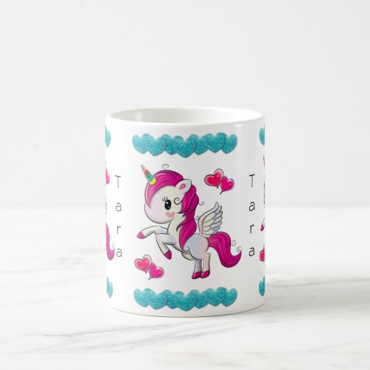 Unicorn Blue Hearts Tasse (Mittel)