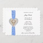 Unicorn Blue Lace Bridal Dusche Einladung (Vorne/Hinten)