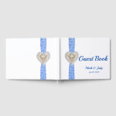 Unicorn Blue Lace Ribbon Wedding Guestbook Gästebuch (Voll)