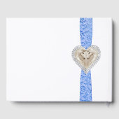 Unicorn Blue Lace Ribbon Wedding Guestbook Gästebuch (Rückseite)