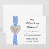 Unicorn Blue Lace Wedding Bridesmaid Card Einladung (Vorne/Hinten)