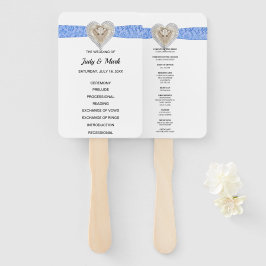 Unicorn Blue Lace Wedding Program Fans Fächer