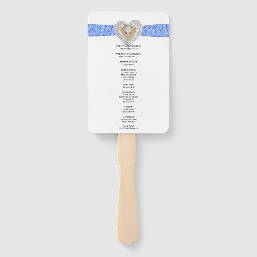 Unicorn Blue Lace Wedding Program Fans Fächer (Rückseite)