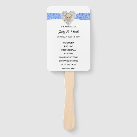 Unicorn Blue Lace Wedding Program Fans Fächer (Vorderseite)