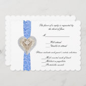Unicorn Blue Lace Wedding Response Card Einladung (Vorne/Hinten)