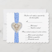 Unicorn Blue Lace Wedding Response Card Einladung (Vorderseite)