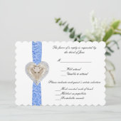 Unicorn Blue Lace Wedding Response Card Einladung (Stehend Vorderseite)