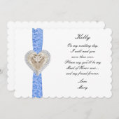 Unicorn Blue Lace Wedding Trauzeugin Card Einladung (Vorne/Hinten)