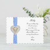 Unicorn Blue Lace Wedding Trauzeugin Card Einladung (Stehend Vorderseite)