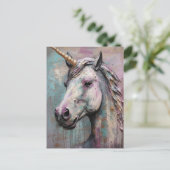 Unicorn Blue Lila Postkarte (Stehend Vorderseite)