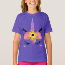 Unicorn Blume Girl Lila T Shirt