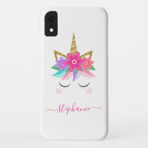 Unicorn Blume Gold Glitzer Personalisiert Case-Mate iPhone Hülle