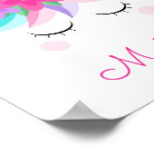 Unicorn Blume Gold Glitzer Personalisierter Name Poster (Ecke)