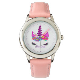 Unicorn Blume Super Niedlich Girly Personalisiert Armbanduhr