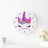 Unicorn Blume Super Niedlich Girly Personalisiert Große Wanduhr (Zuhause)