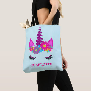Unicorn Blume Super Niedlich Girly Personalisiert Tasche