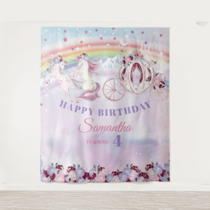 Unicorn Blush Burgund Lila Geburtstag Hintergrund Wandteppich