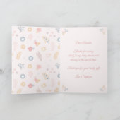 Unicorn Blush Florals Babydusche Personalisiert Dankeskarte (Innenseite)