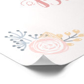 Unicorn Blush Florals Babydusche Personalisiert Poster (Ecke)