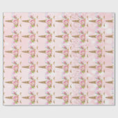 Unicorn Blush Glitzer Rosa Blütendruckerin Geschenkpapier (Flach)