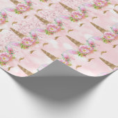 Unicorn Blush Glitzer Rosa Blütendruckerin Geschenkpapier (Ecke)