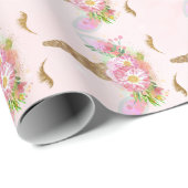 Unicorn Blush Glitzer Rosa Blütendruckerin Geschenkpapier (Rolleneckpunkt)