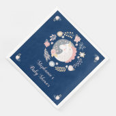Unicorn Blush & Navy Baby Dusche Personalisiert Serviette (Ecke)
