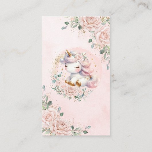Unicorn Blush Pink Blumengeschenk Kanzlei QR Code Begleitkarte (Rückseite)