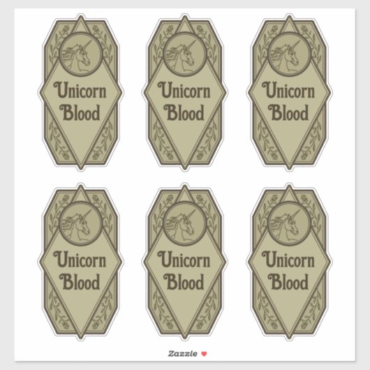Unicorn Bluttränke Flaschenetiketten Aufkleber (Blatt)