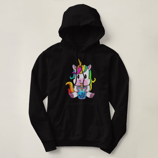 Unicorn Boba Tea Bubble Tea Kawaii Einhorn Männer Hoodie (Design vorne)