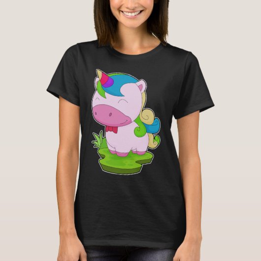 Unicorn Bow Krawatte T-Shirt (Vorderseite)