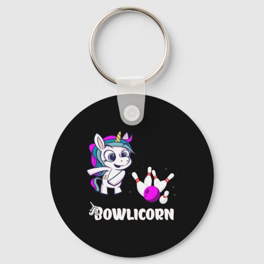 Unicorn Bowling Button Strike Bowling Bowler Bowli Schlüsselanhänger (Vorderseite)