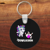 Unicorn Bowling Button Strike Bowling Bowler Bowli Schlüsselanhänger (Vorderseite)