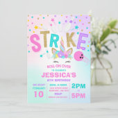 Unicorn Bowling Einladung Bowling Birthday Party (Stehend Vorderseite)