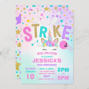 Unicorn Bowling Einladung Bowling Birthday Party
