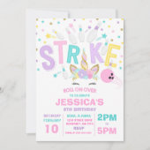 Unicorn Bowling Einladung Bowling Birthday Party (Vorderseite)