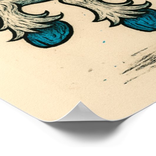 Unicorn & Brain Monster Poster (Ecke)