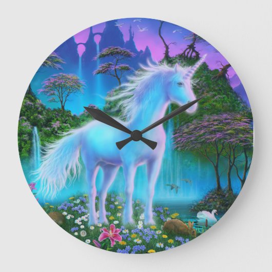 Unicorn Bridge Wall Clock Große Wanduhr (Vorderseite)