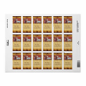 UNICORN BROWN PARCHMENT Monogramm Adressaufkleber (Vorne)