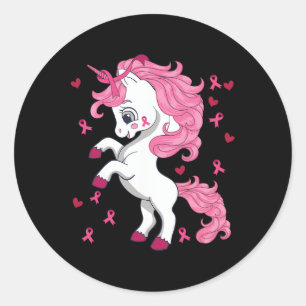 Unicorn Brustkrebs Bewusstsein rosa Band-Unterstüt Runder Aufkleber