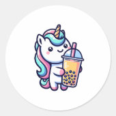 unicorn bubble tea lover runder aufkleber (Vorderseite)