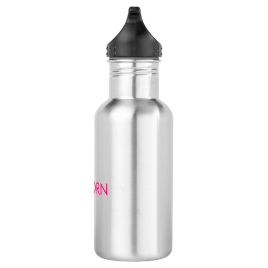 "Unicorn"-Buchstaben mit scharfen rosa Fuchsienbri Edelstahlflasche (Rechts)