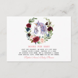 Unicorn Burgundy Blume Bücher für Babydusche Begleitkarte