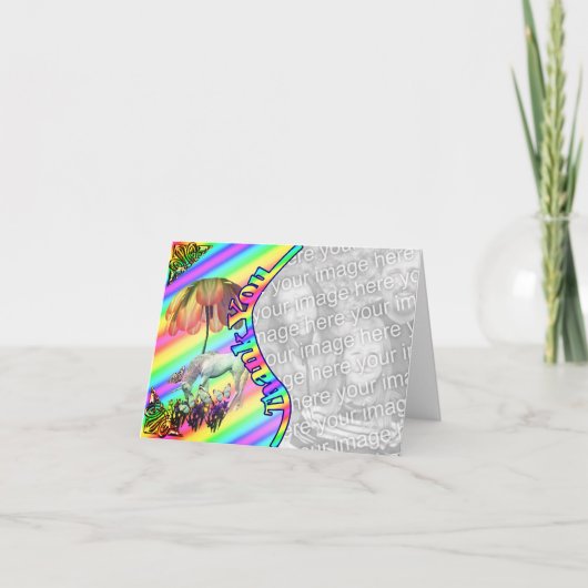 Unicorn Butterfets Danke, dass ihr Foto Card Dankeskarte (Vorderseite)