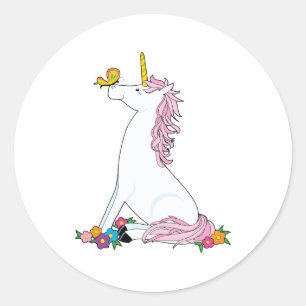 Unicorn Butterfly Runder Aufkleber